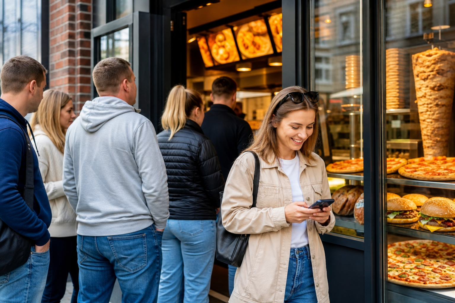 Polscy klienci wybierają popularny fast food we Wrocławiu przez telefon.