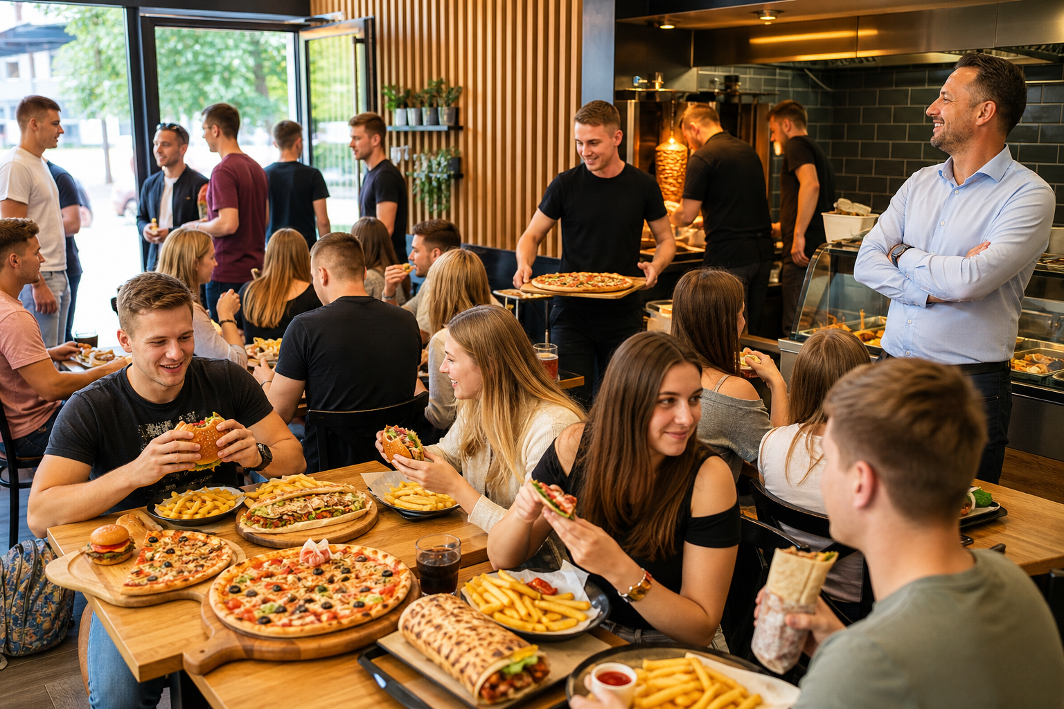 Wzrost widoczny w większej liczbie klientów lokalu fast food.
