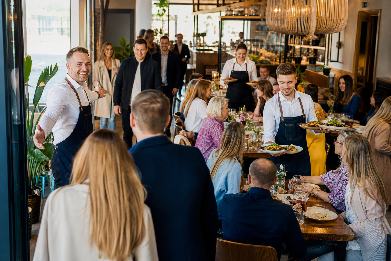 Rozwój restauracji w Toruniu pokazany przez napływ gości i ruch.