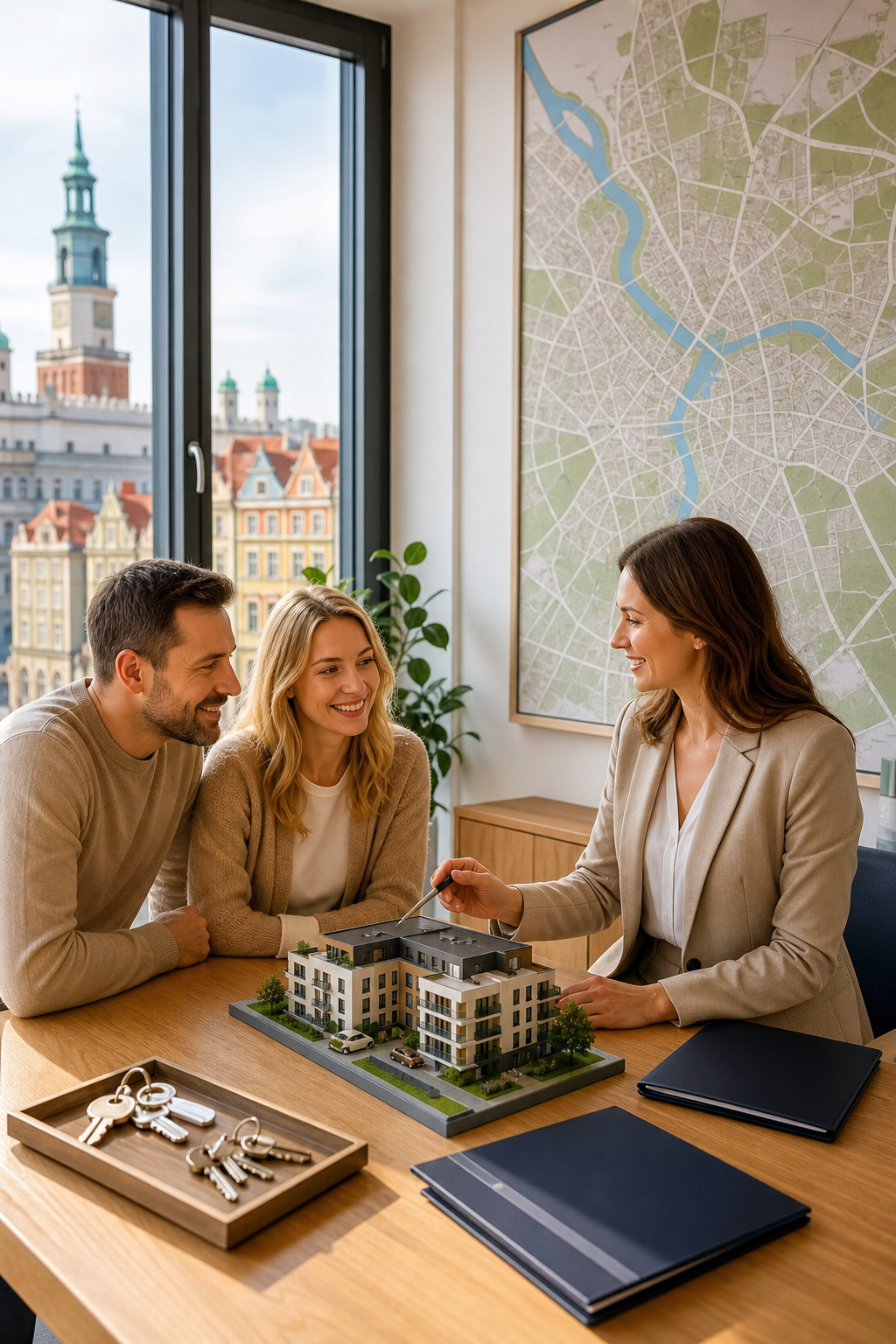 Gotowe materiały i model mieszkania w poznańskim biurze nieruchomości pokazują potencjał.