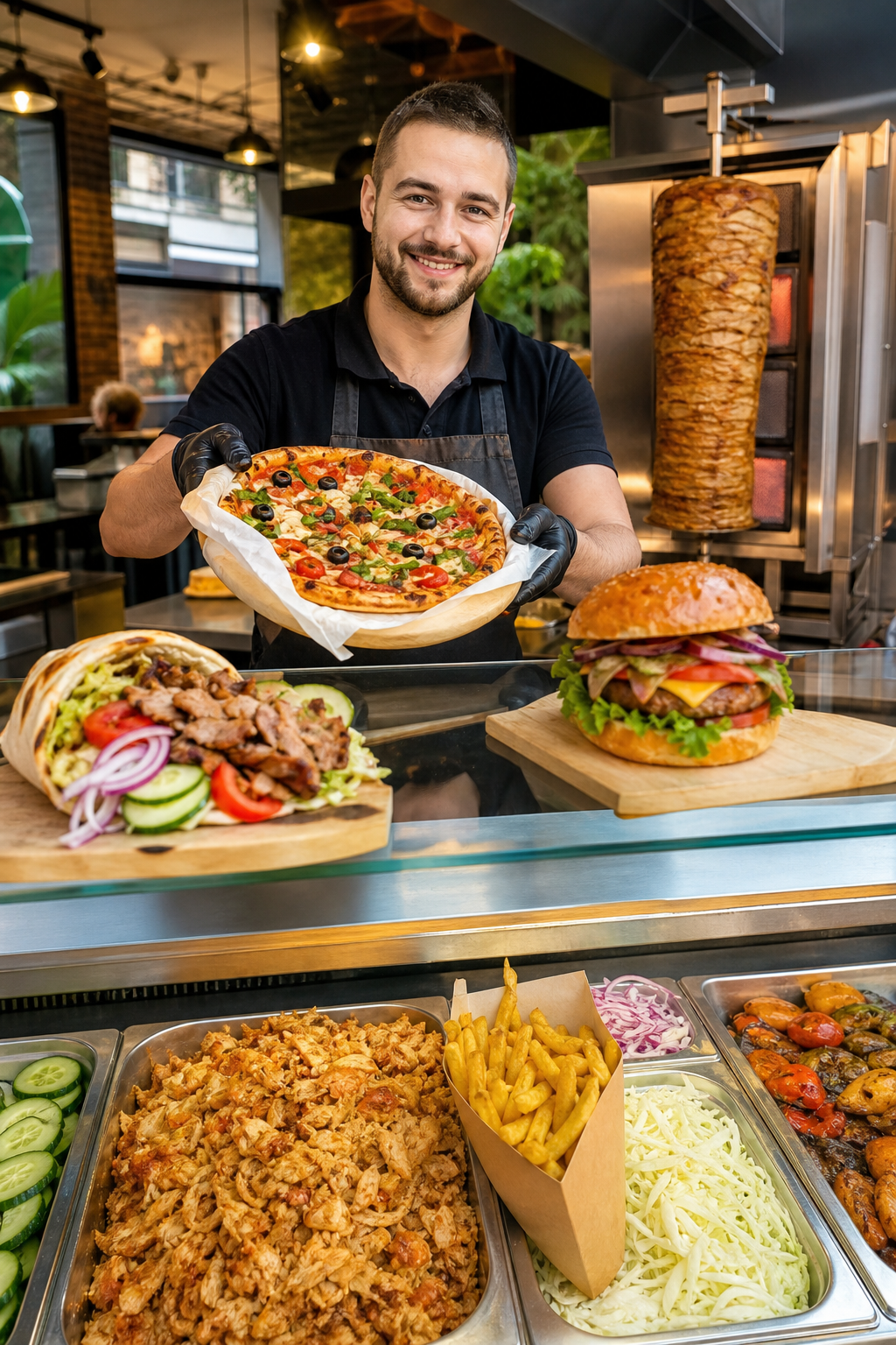 Apetyczne dania fast food gotowe przyciągnąć klientów.