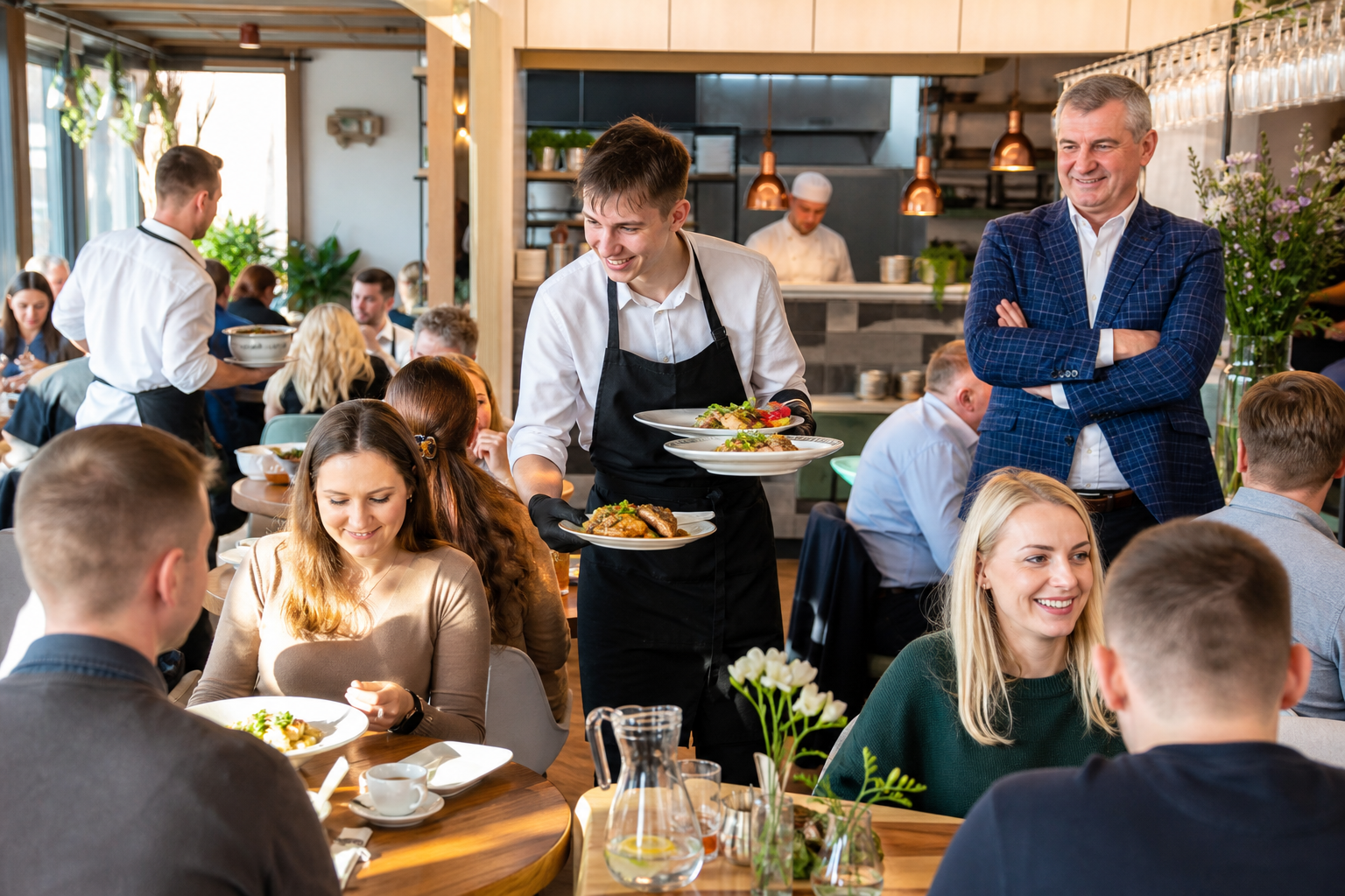 Popularna restauracja w Radomiu tętni ruchem podczas lunchu.
