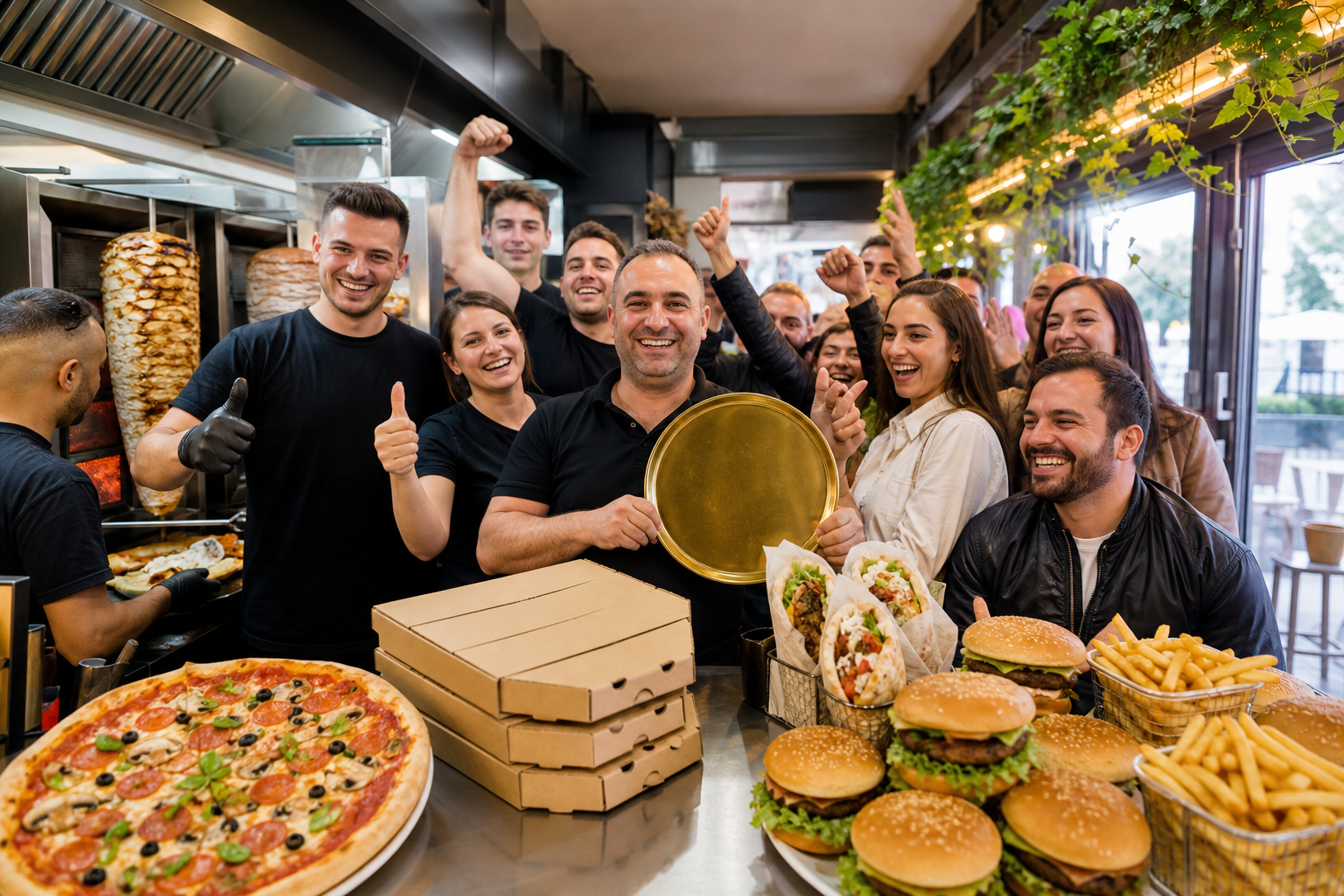 Popularny lokal fast food w Sopocie pełen klientów i energii zwycięstwa.