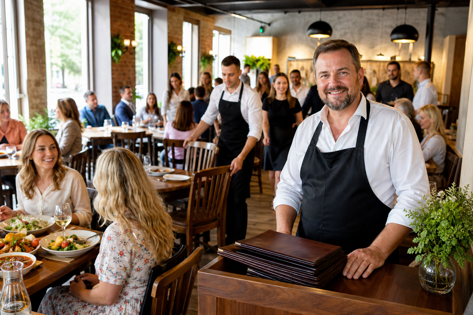 Rozwijająca się restauracja z nowymi gośćmi, ruchem i zadowolonym właścicielem. Rozwijająca się restauracja z nowymi gośćmi, ruchem i zadowolonym właścicielem.