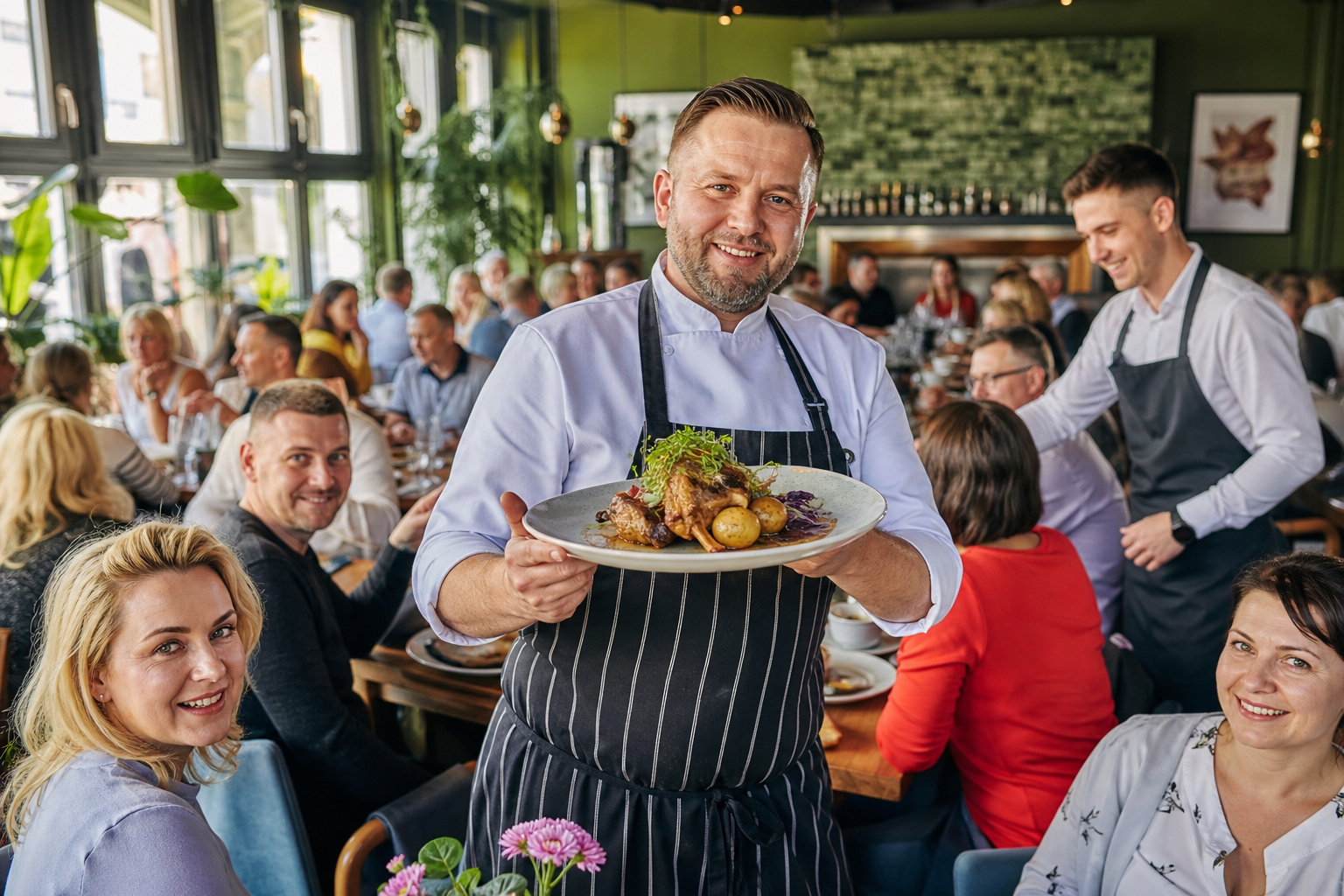 Tetniaca ruchem restauracja w Szczecinie symbolizujaca wygrana w rankingu.