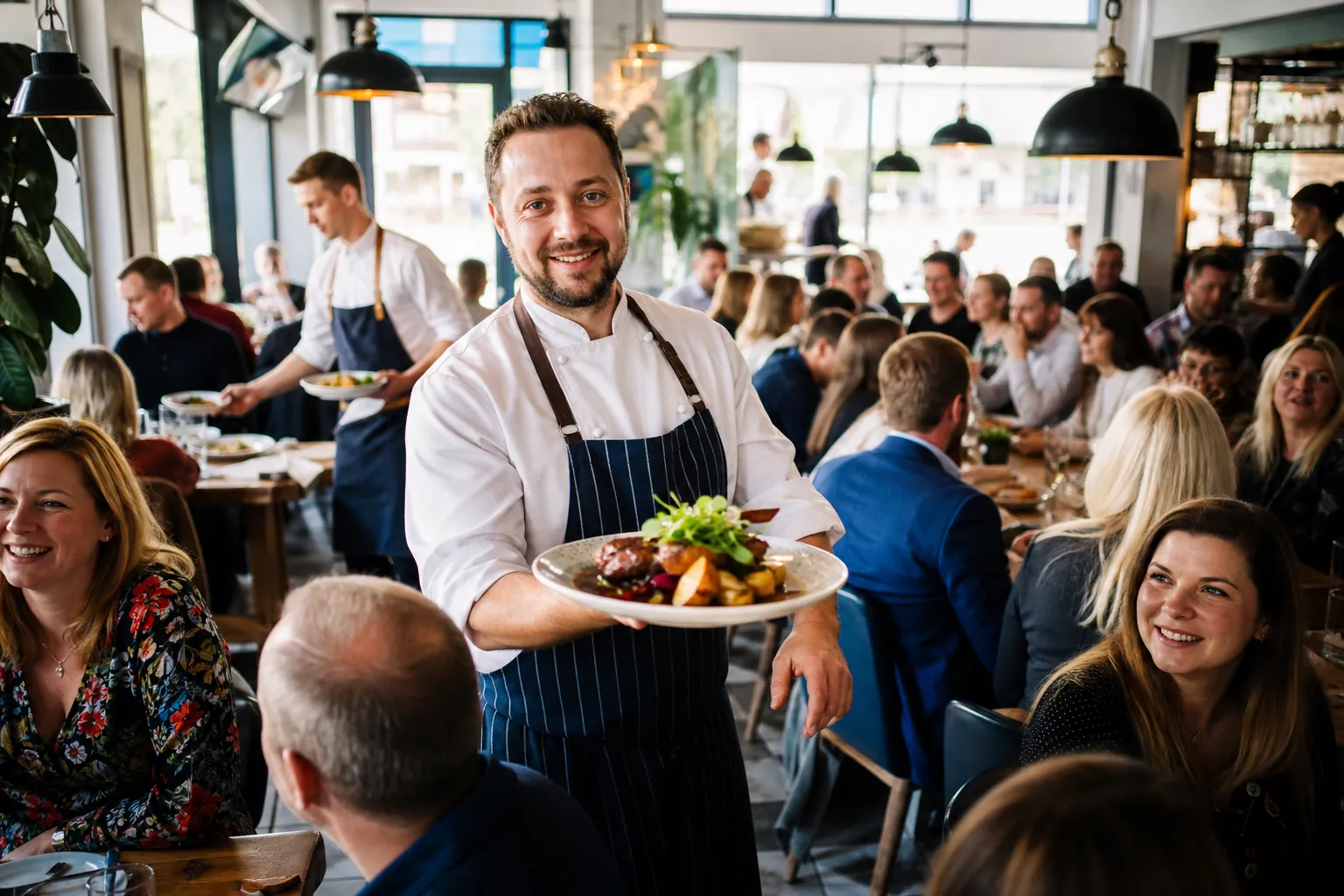 Tętniąca ruchem restauracja w Szczecinie z pełną salą i popisowym daniem.