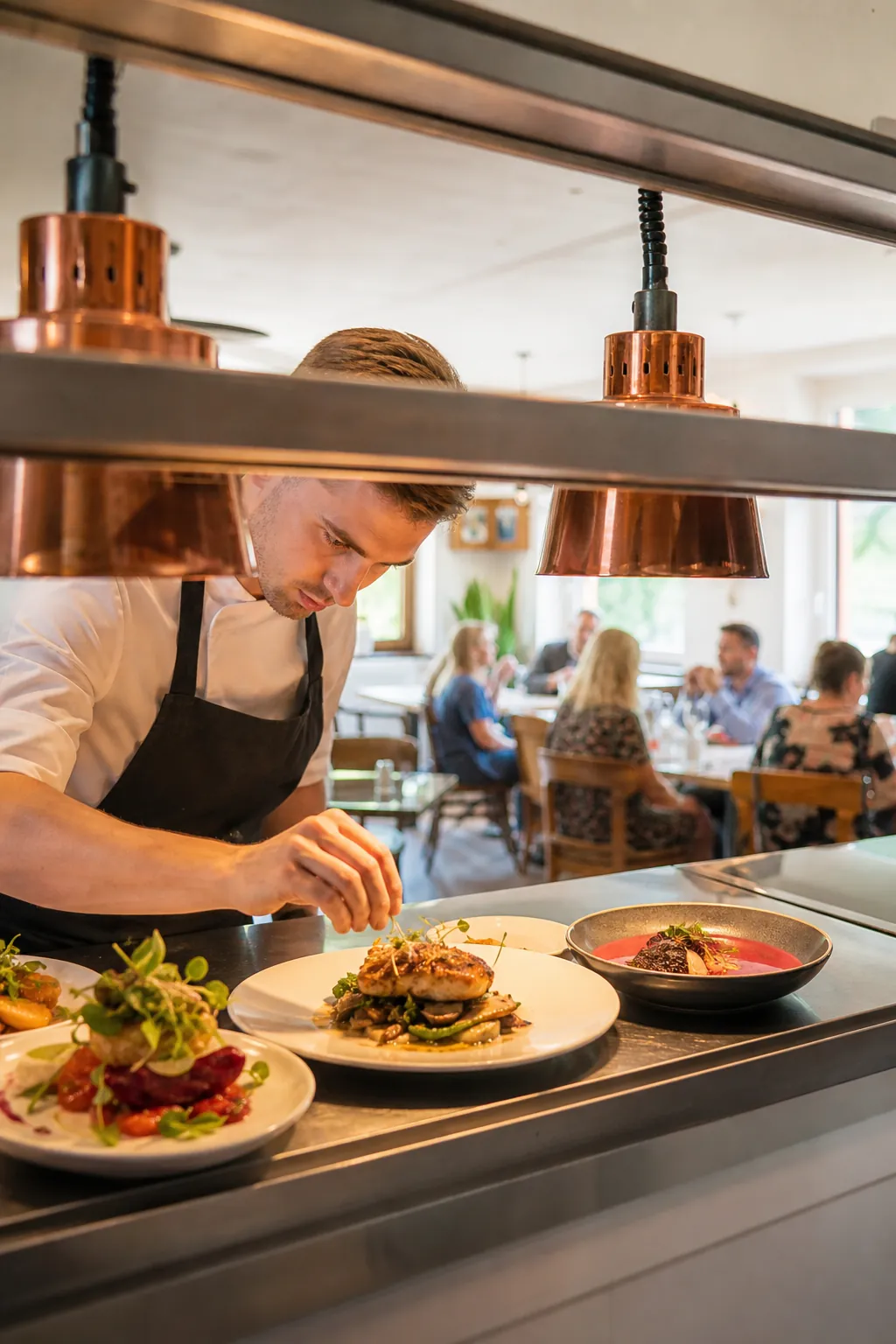 Gotowe dania w restauracji w Szczecinie czekają, by przyciągnąć klientów.