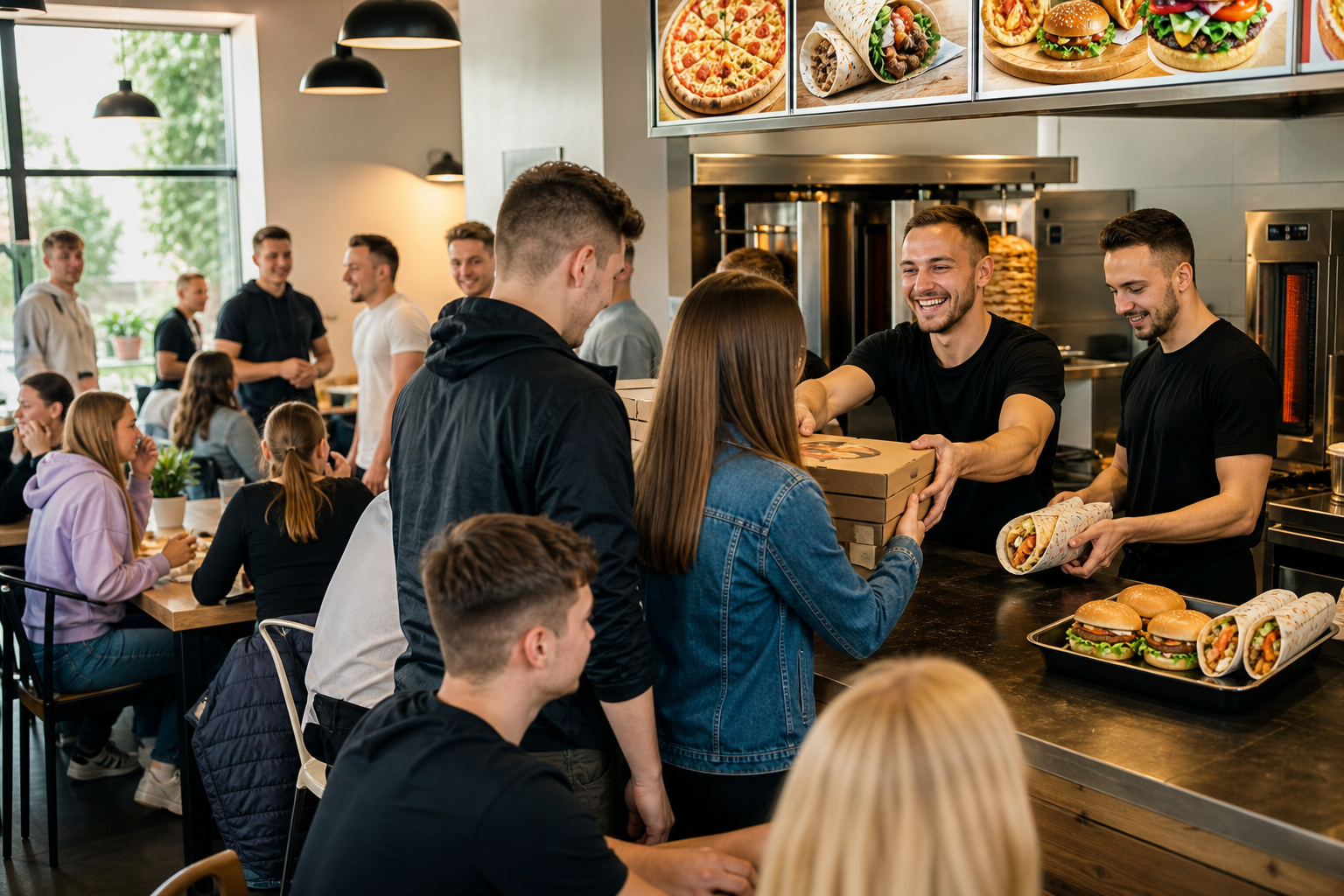 Wzrost popularności lokalu fast food w Płocku, więcej klientów i zadowolony właściciel.