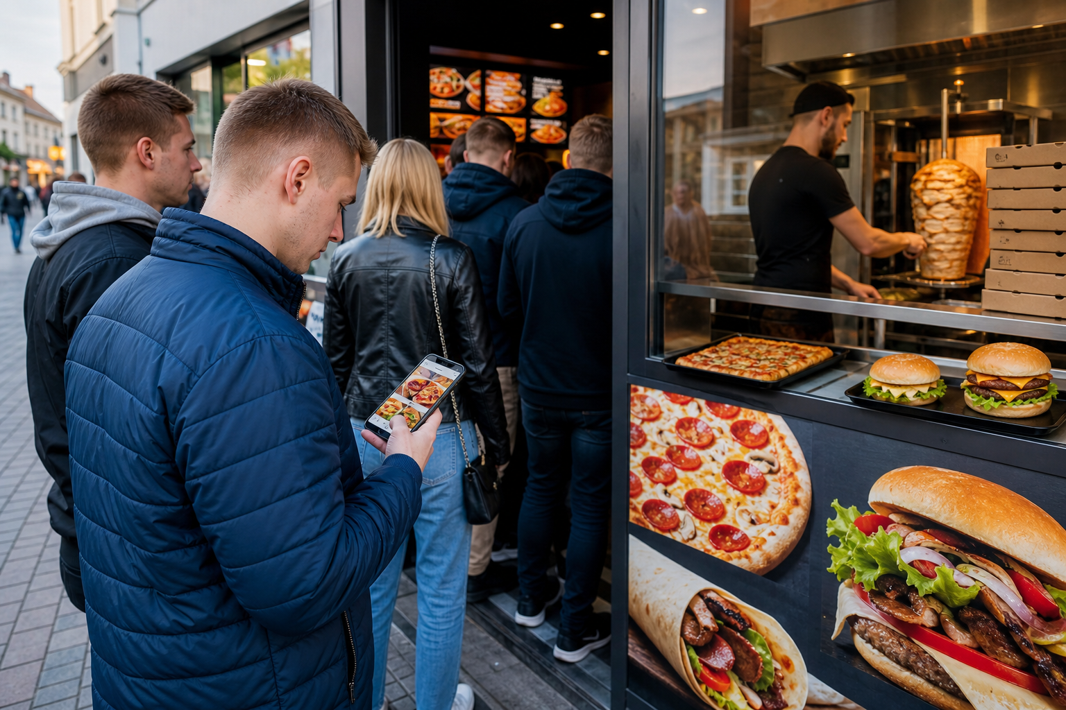 Klienci wybierają popularny lokal z pizzą, kebabem i burgerami.