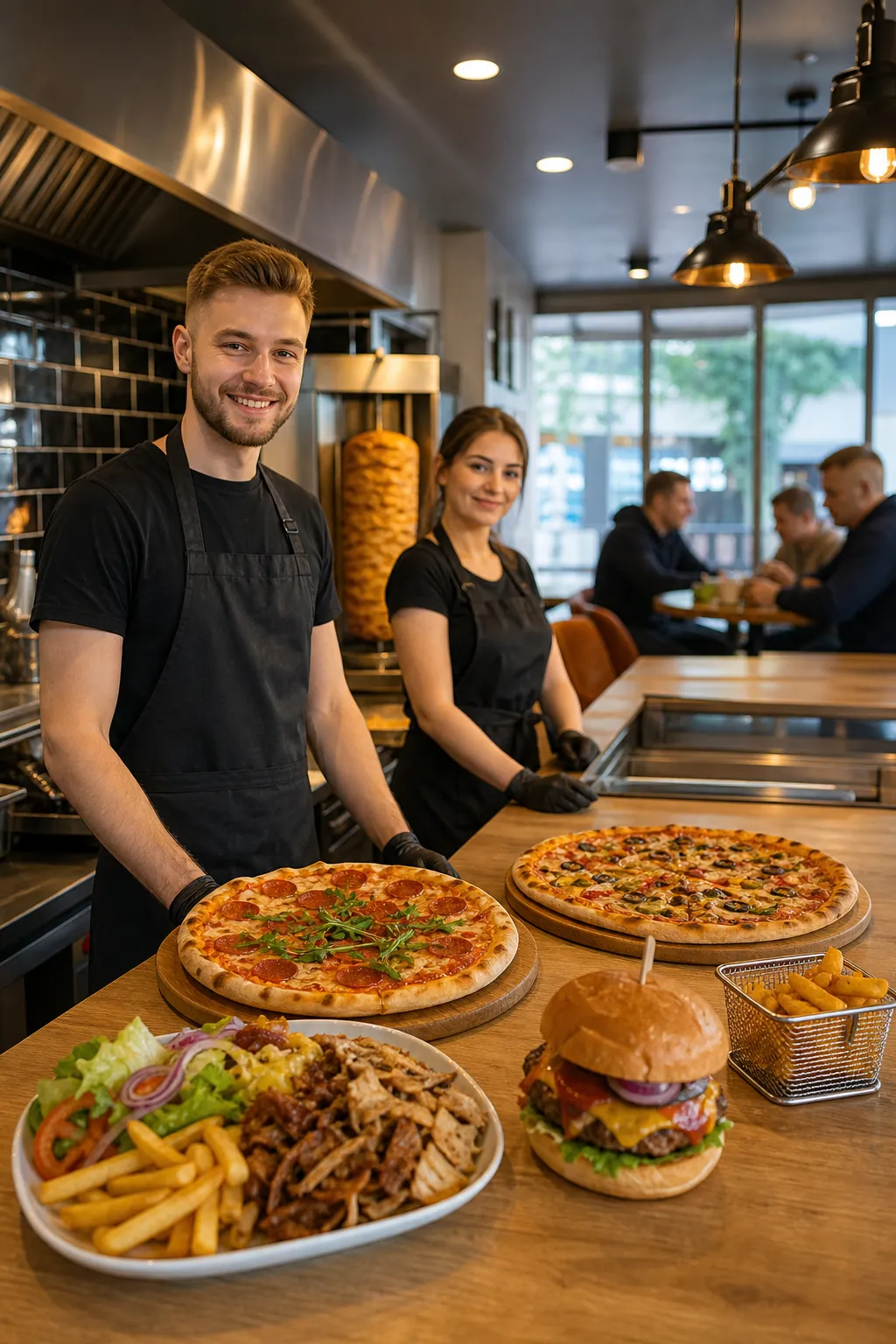 Atrakcyjne dania fast food gotowe przyciągnąć klientów do lokalu.