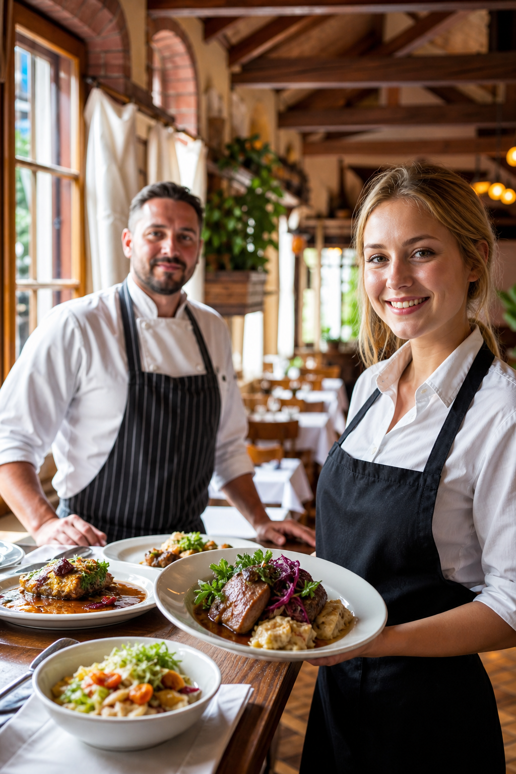 Gotowe dania w restauracji w Płocku czekają na gości i pokazują potencjał lokalu.