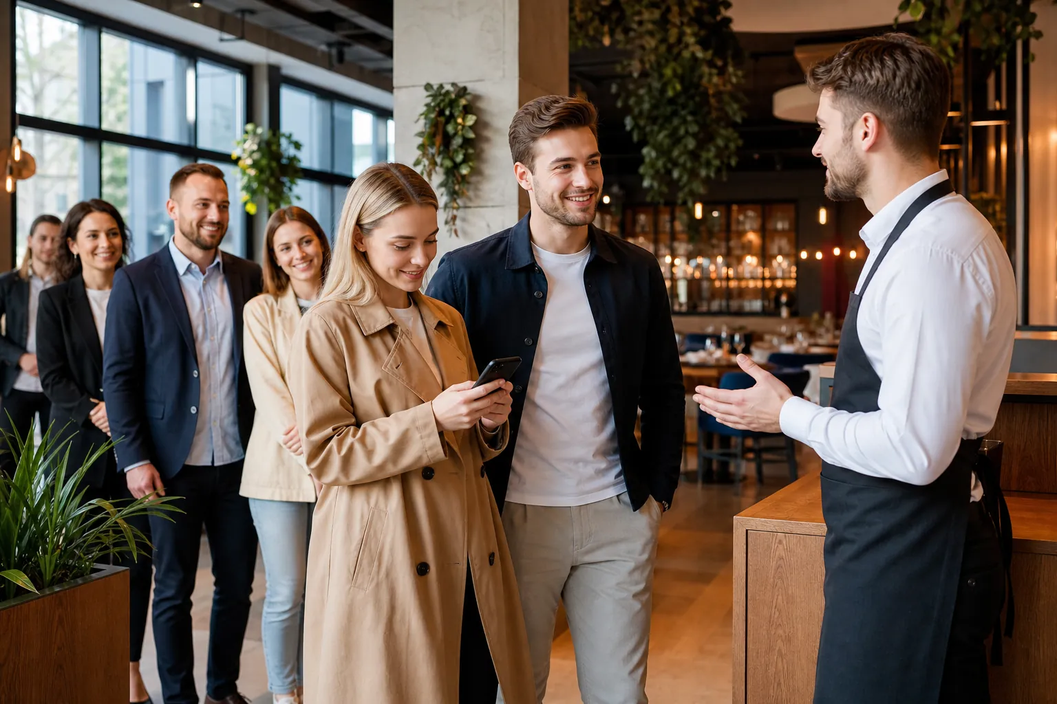 Klienci wybieraja popularna restauracje w Lublinie przez telefon.