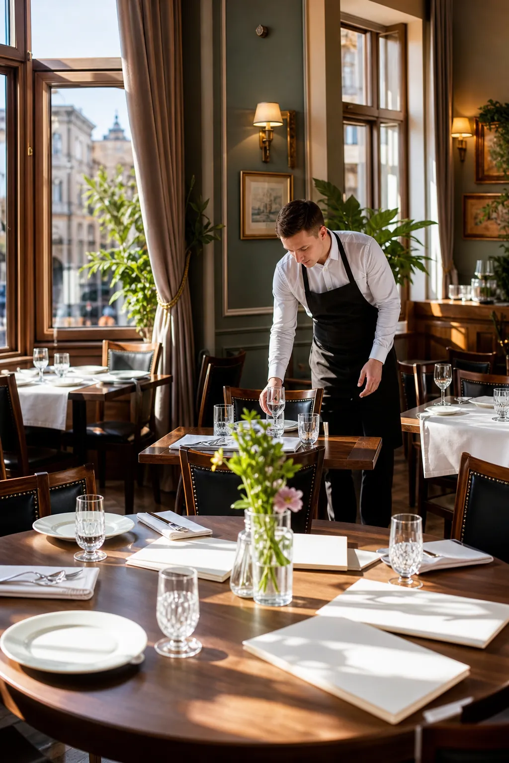 Ladna restauracja w Lublinie w spokojnym momencie przed ruchem.