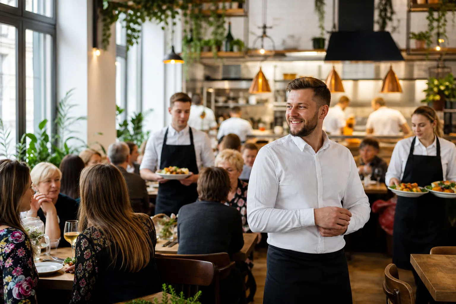 Rozwoj restauracji w Lublinie widoczny w pelnej sali gosci.