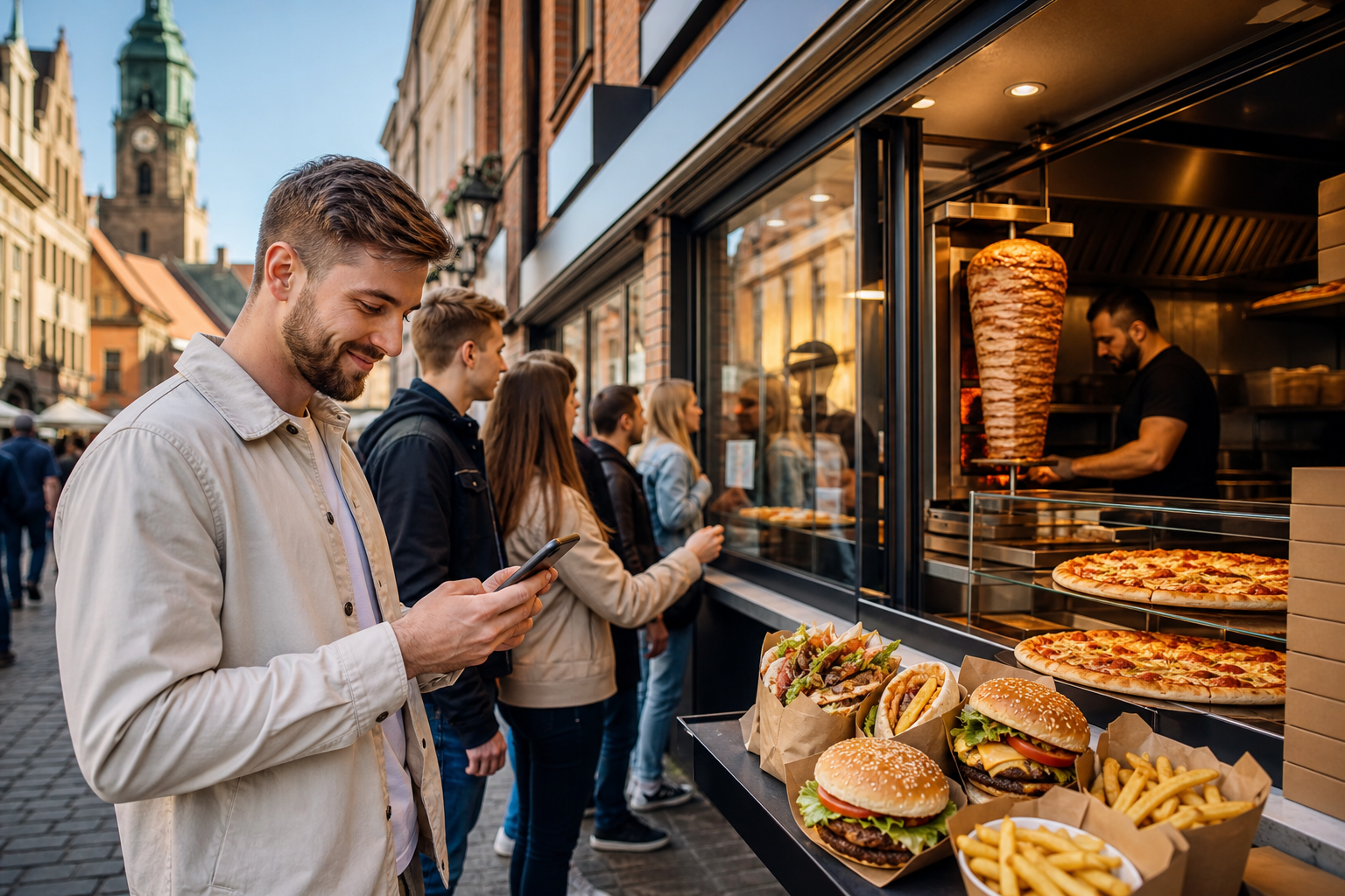 Klienci wybierają popularny lokal z pizzą, kebabem i burgerami.