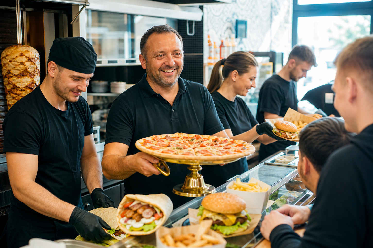 Ruchliwy lokal fast food w Toruniu jako symbol wygrywania.